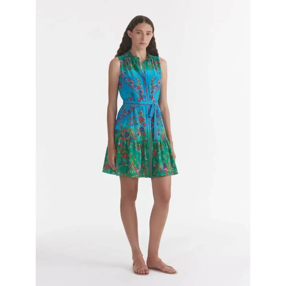 Saloni Tilly Sleeveless Silk Mini Dress Summer in Wreath 6 NWT Coastal Resort - Picture 3 of 8